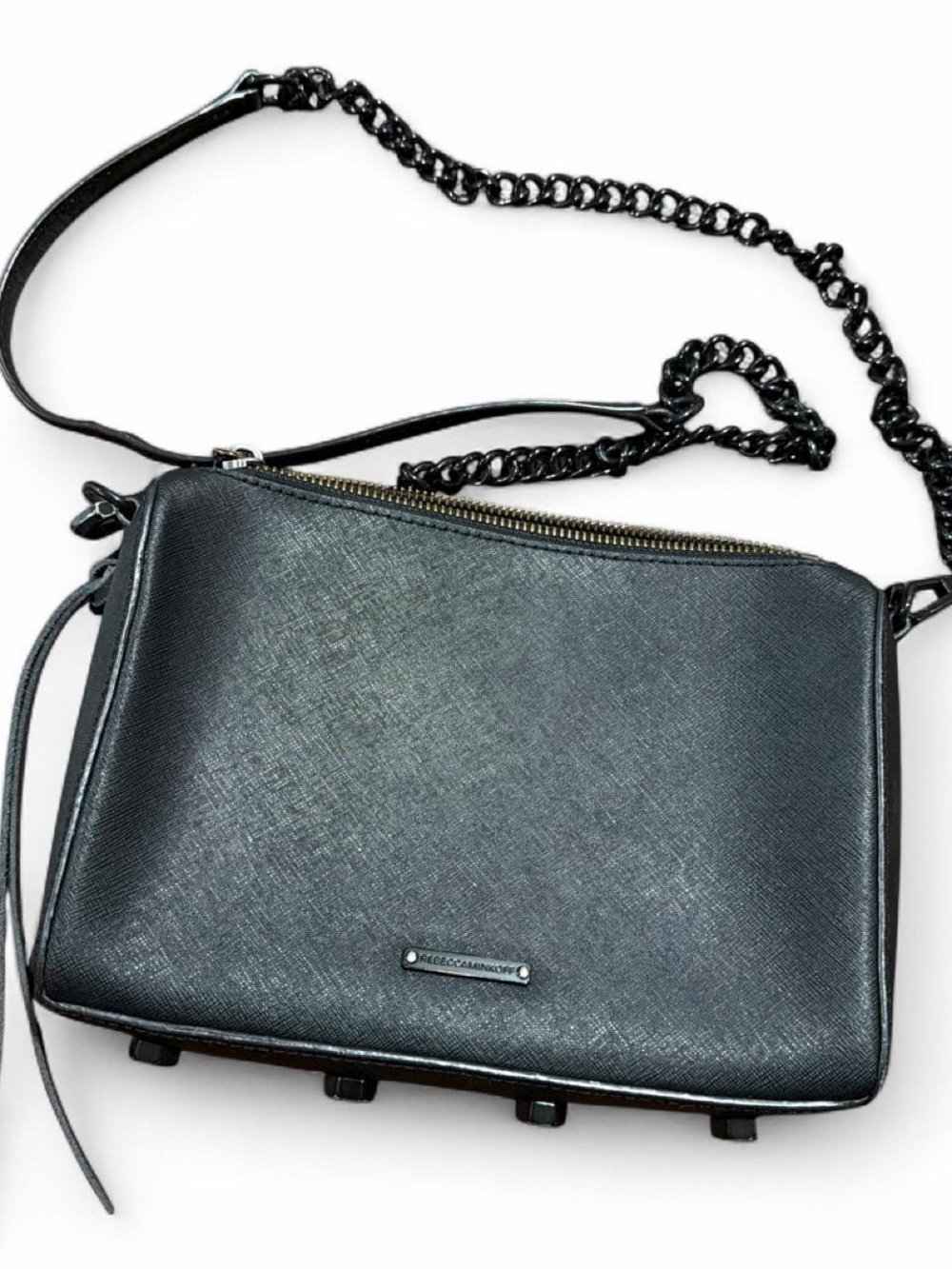 Rebecca Minkoff Black Saffiano Leather Chain-Strap Crossbody